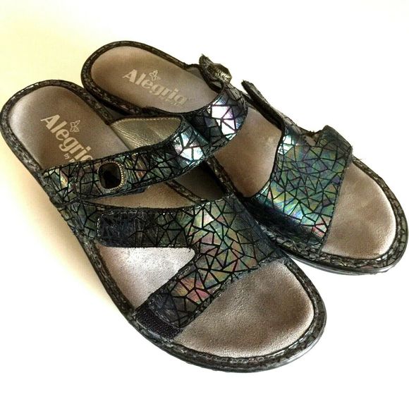 Alegria Loti tectonic Sandal Wedge Slide Slip On 8 - Picture 2 of 7